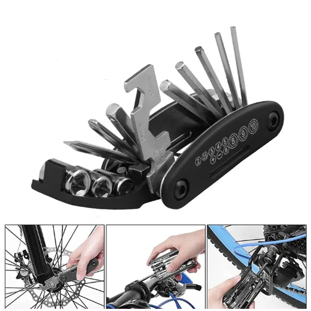 

16-in-1 MTB Bike Tool Kit - Portable Bicycle Repair Set with Allen Wrenches Chain Breaker Spoke Wrench for Road/Mountain Bikes