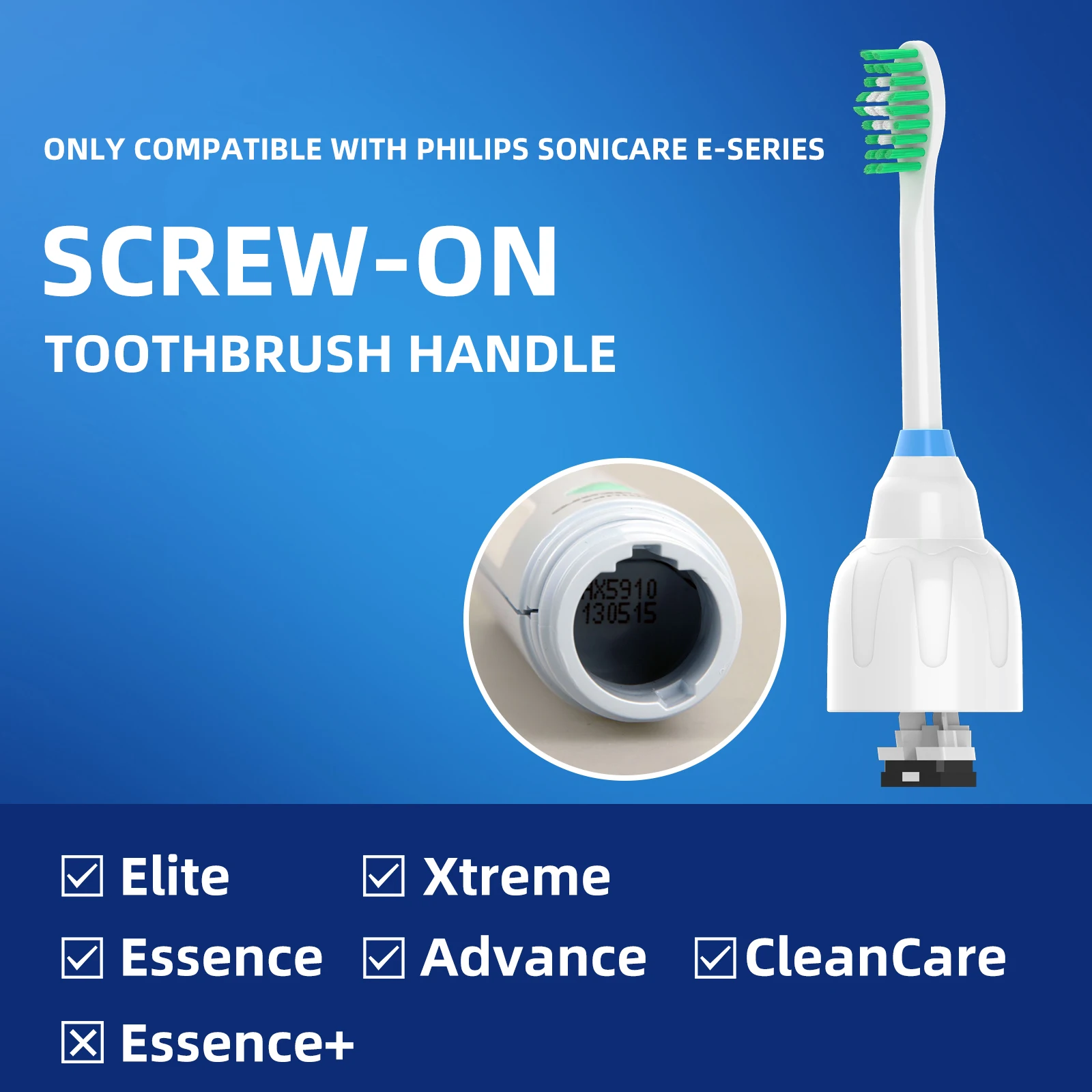 Compatible with Philips Sonicare E-Series Essence HX7022/66 Replacement Toothbrush Heads and other Screw-on Electric Toothbrush