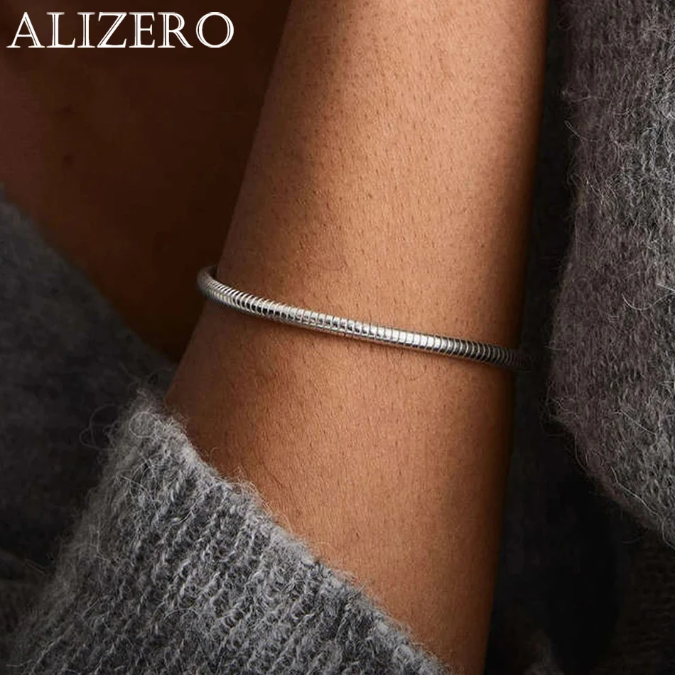 

ALIZERO 925 Sterling Silver 3MM Snake Chain Bracelets For Women Men Fashion Hip Hop Simple Bracelet Jewelry Wholesale