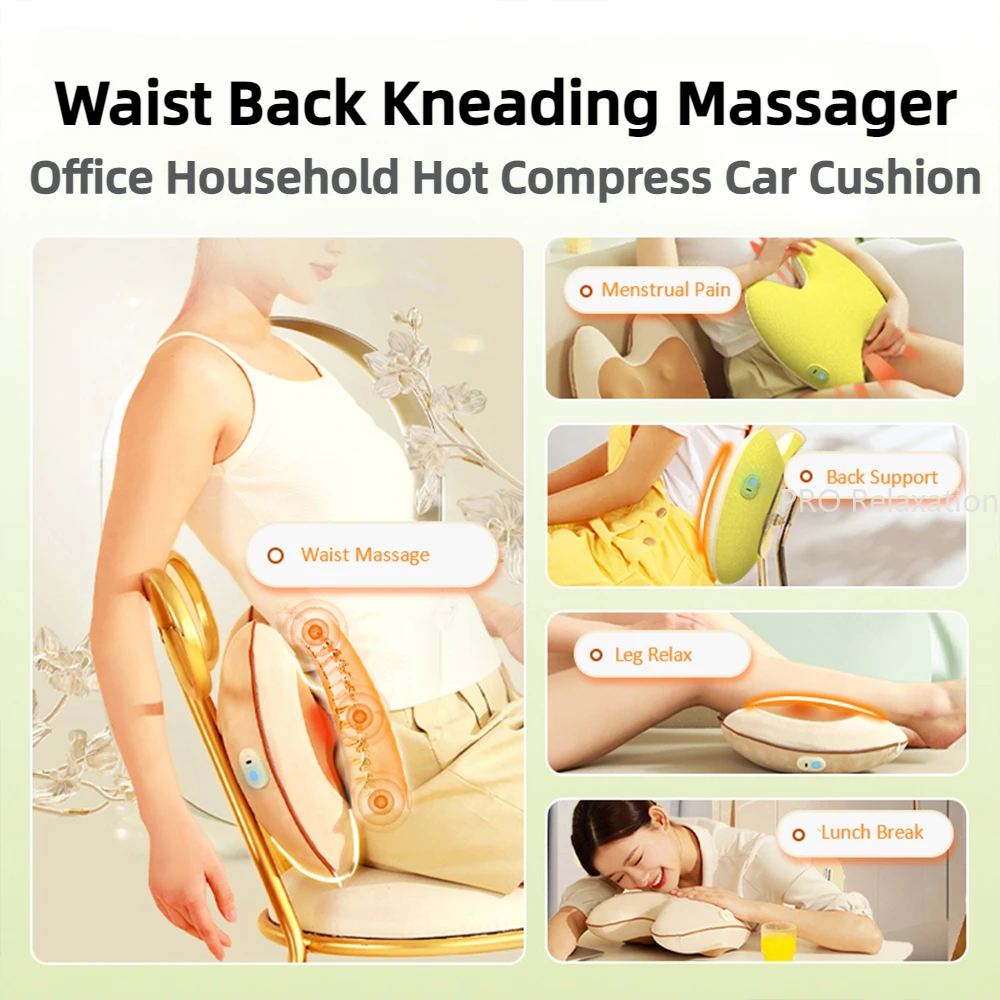 Waist Back Massager Electric Machine Shiatsu Kneading Masajeador Electrico Hot Car Cushion Home Appliance Relax Cervical Pillow