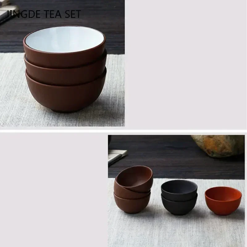 8 Pcs/set Yixing Handmade Purple Clay Teacup Authentic Dahongpao Tea Bowl Travel Portable Pu\'er Master Cup Chinese Zisha Tea Set