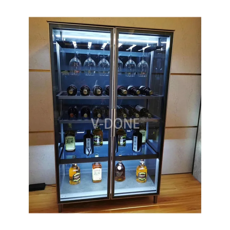 

Customize.Antique Luxury Wine Bar Cabinet with LED Lights Stainless Steel Metal Living Room and Home Bar Furniture