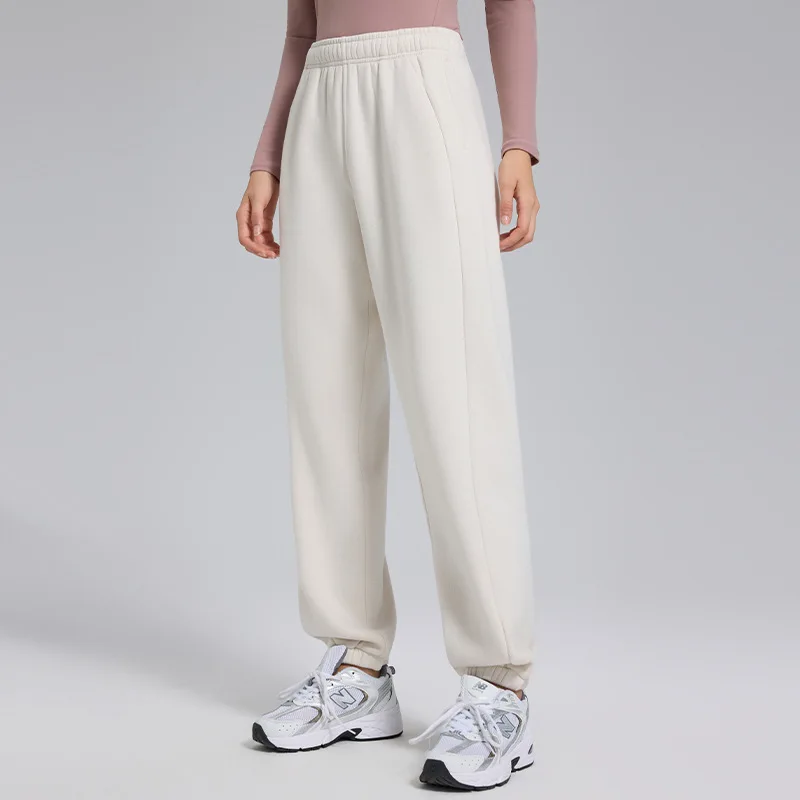 フリースコルセットスウェットパンツ女性の秋と冬のウエスト斜めポケットルーズカジュアルフィットネススウェットパンツスポーツウェア