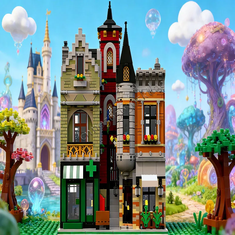 3676 pièces Maison Rue Bar à bière et Pharmacie Lite MOC Blocs de construction modulaires personnalisables Conception créative DIY Jouet pour garçon Cadeau d'anniversaire