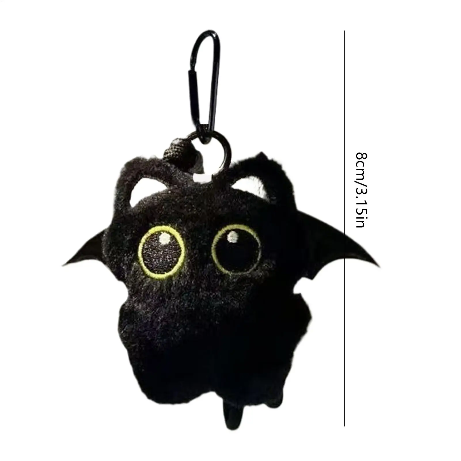 Plush Black Cat Keychain - Soft Bag Charm Pendant for Women, Tote Purse Car Keys Holiday Gift