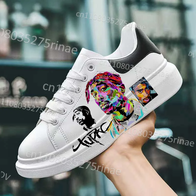 

Tupac Man Woman Leisure Flat Shoes 2Pac 3D Printing White Series Walking Shoes Parity Trendy Casual Footwear