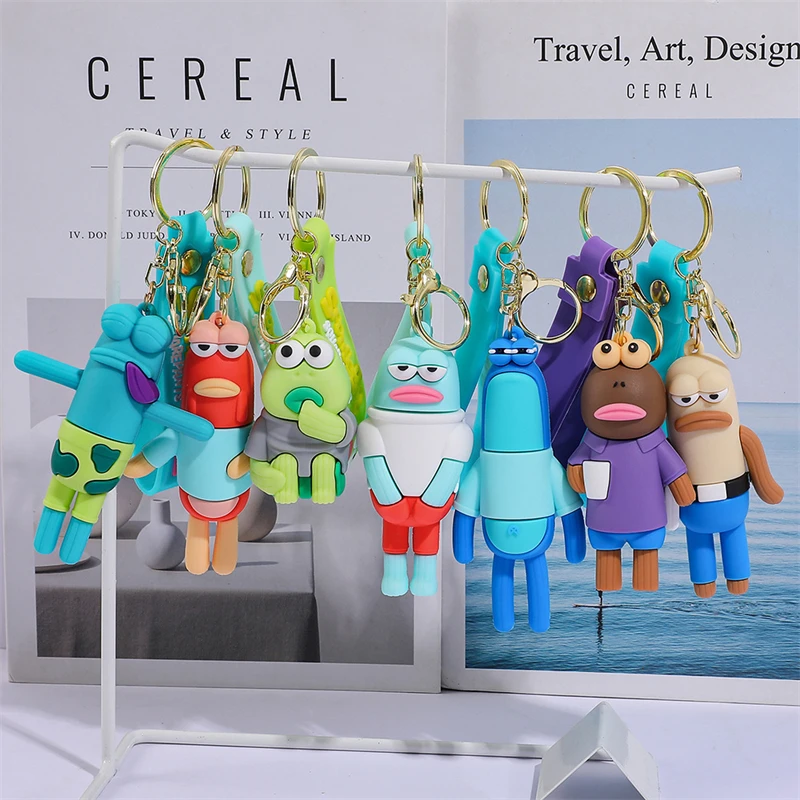 Spongebob Bikini Bottom Residents Ugly Fish Keychain Biyeyu Series Pendant Car Bag Pendant Holiday Gift Colorful Toy