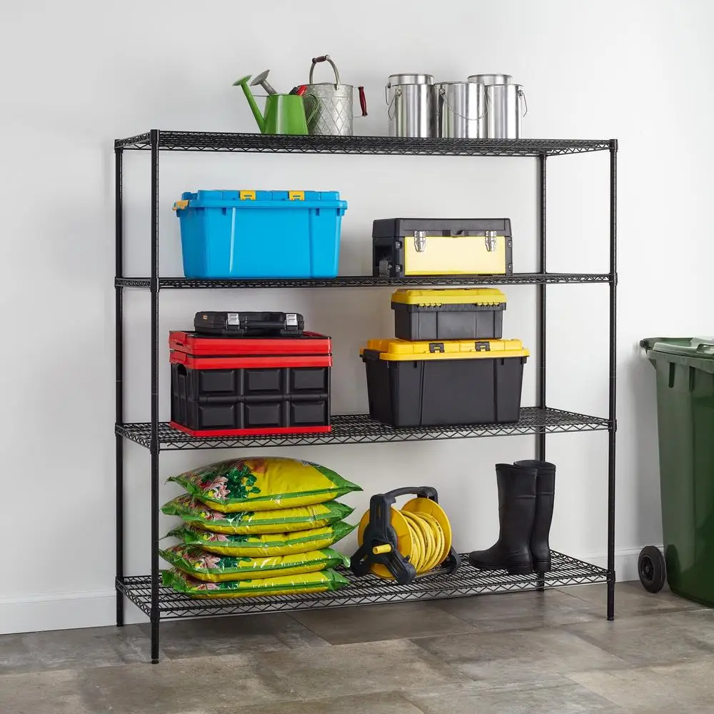 4-Tier Heavy Duty Black Wire Shelf 72