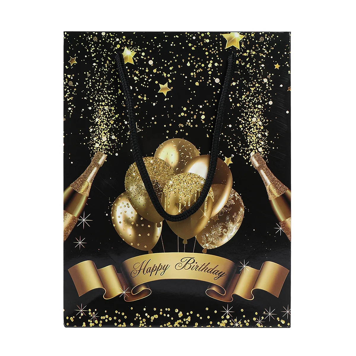 Black Gold Gift Bags Happy Birthday Candy Cookie Bags Birthday Party Decoration Adult Gold Glitter Birthday Packaging Gift Bags images - 6