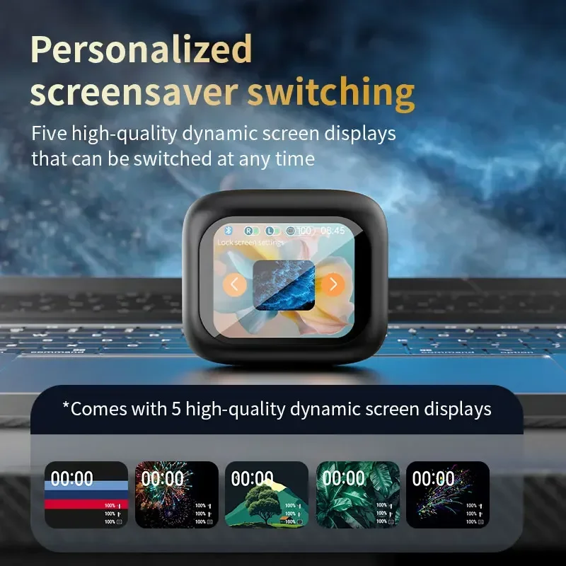 شاشة LCD تعمل باللمس TWS سماعة رأس لاسلكية BT5.4 الرد على المكالمات ANC ENC للحد من الضوضاء