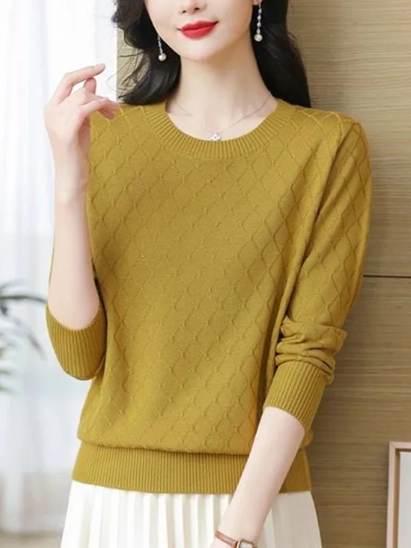 

Свободный женский вязаный топ Long Sve, осенний свитер, закрывающий живот, магазин на заказ, круглый свитер из полиэфирного волокна