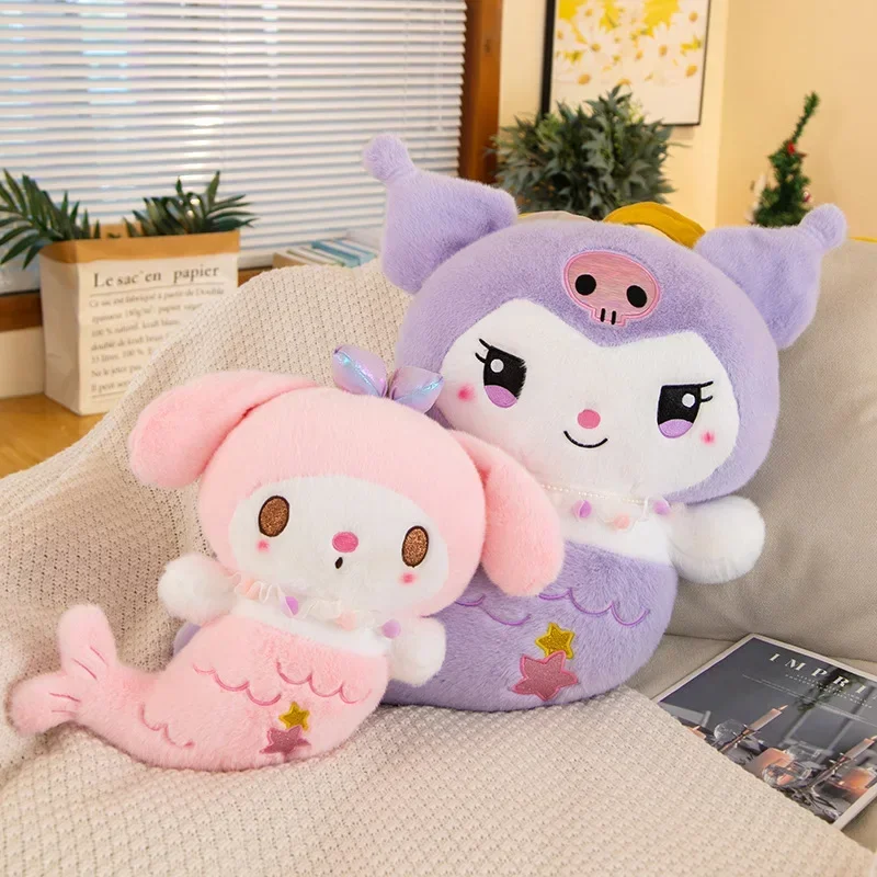 40-70 ซม.น่ารัก Sanrio Kuromi My Melody Mermaid Plush ของเล่น Kawaii เปลี่ยน Plushies ตุ๊กตายัดไส้ตุ๊กตาหมอนเด็กของขวัญ