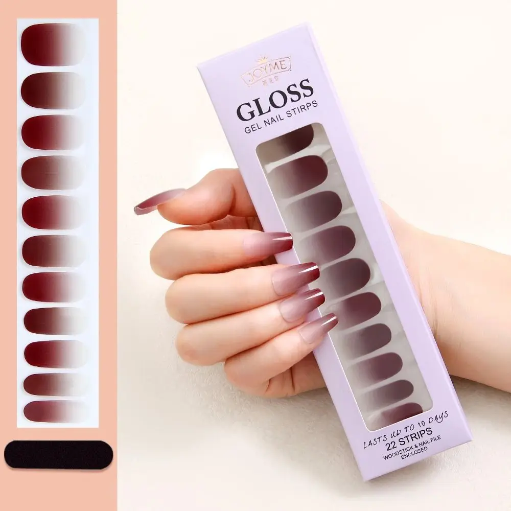 풀커버 세미큐어드 네일 스티커 노 베이킹 방수 젤 네일 스티커 DIY 매니큐어 네일 데코레이션 가을 겨울용