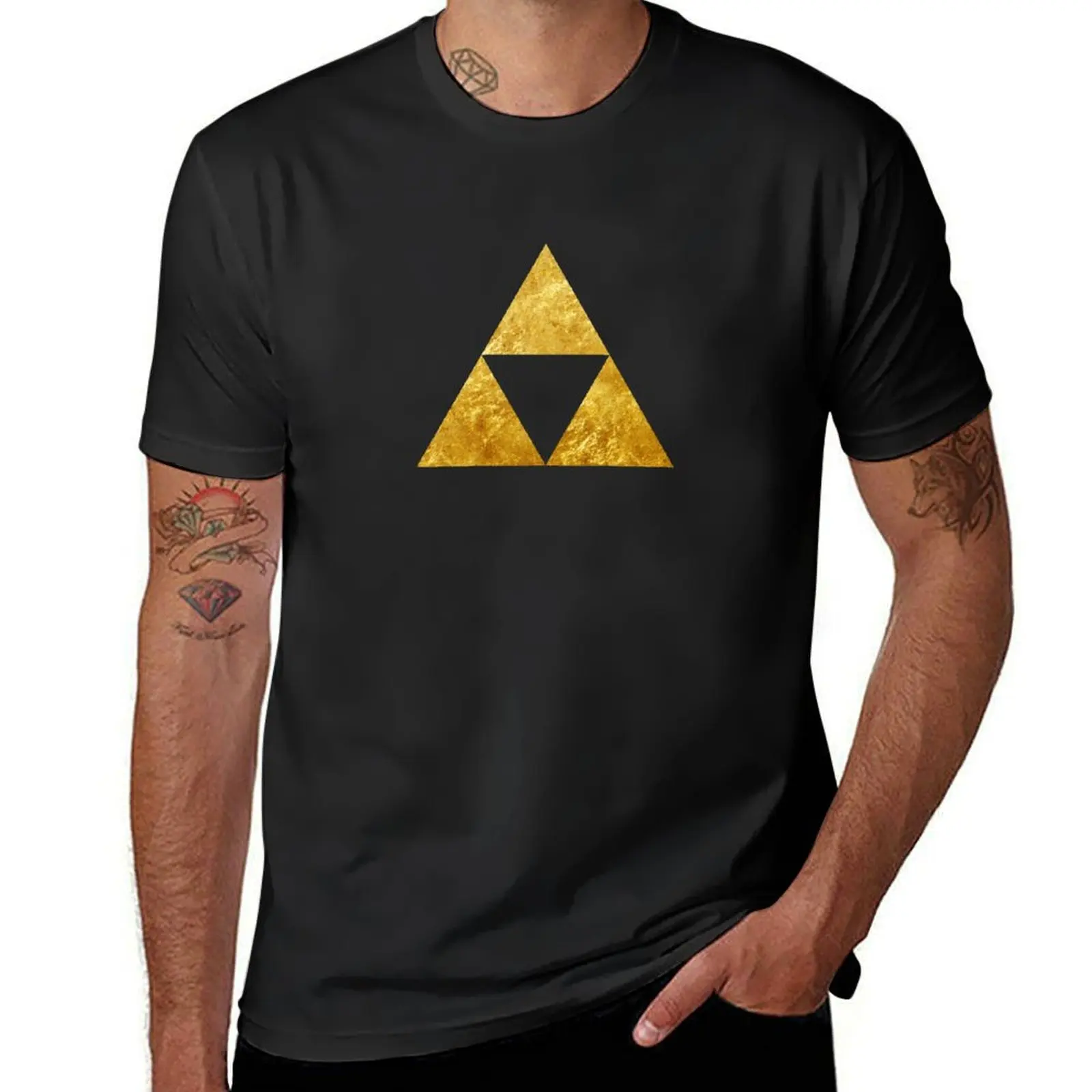 Camiseta de Zelda con símbolo de Trifuerza dorada, ropa estética, tops de talla grande, camisetas gráficas vintage para hombre, paquete