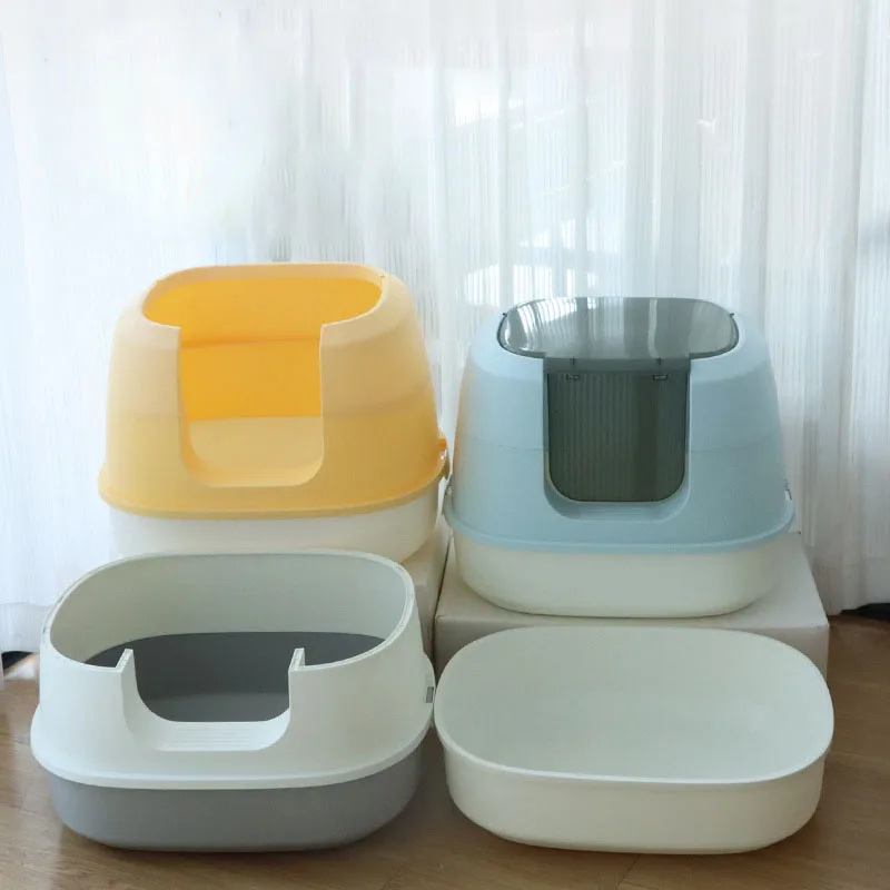 

Large Cat Litter Box Full Enclosure Toilet Spla Proof Top Entry Elevated Semi Enclosure Poop Pan Indoor Household Cat Toilet