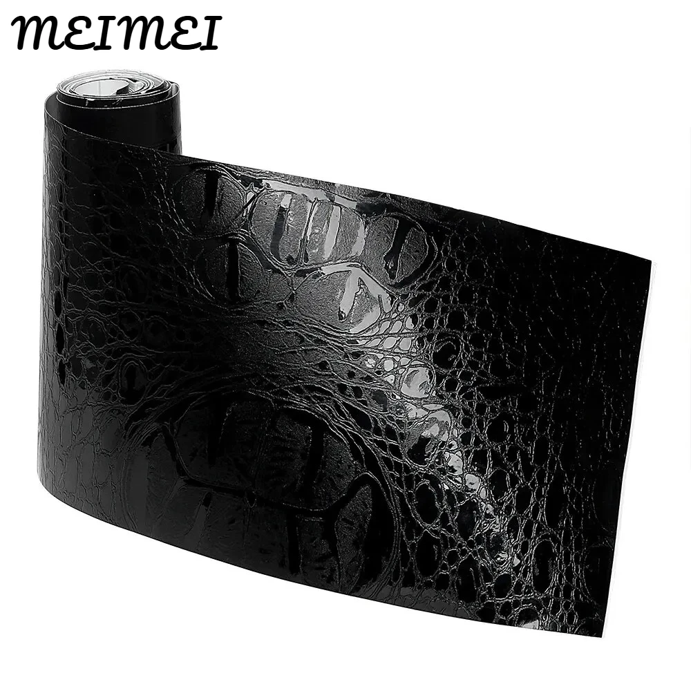 High-grade Glossy Car Sticker Interior Decoration Film Dashboard Door Crocodile Leather Texture Patch Retrofit Auto Accessories