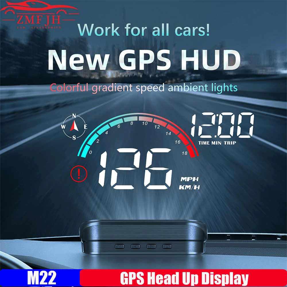 

M22 GPS проекционный дисплей авто электроника HUD проектор дисплей цифровой автомобильный спидометр лобовое стекло проектор скорости для автомобиля на заказ