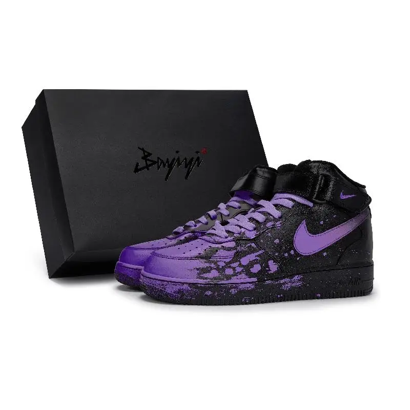 

[Нескользящие туфли для скейтборда Interstellar Flow Light Purple SBOX] Nike Air Force 1, нескользящие туфли для скейтборда средней высоты
