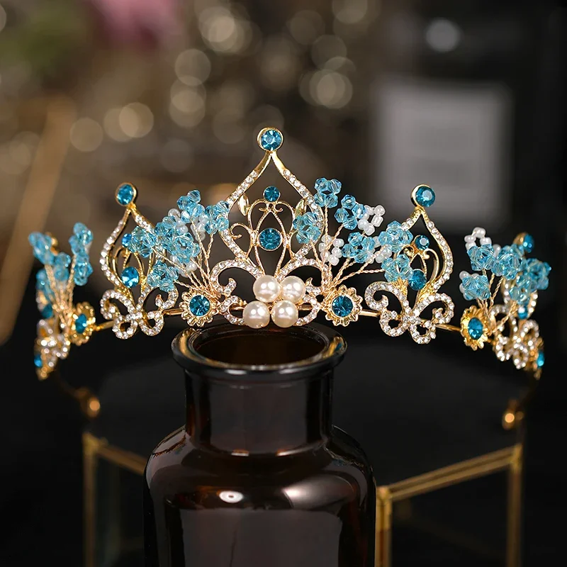 

Birthday Crown Mori Super Fairy Internet celebrities ins Children Princess Elsa Party Korean Crystal Crown Head Ornament