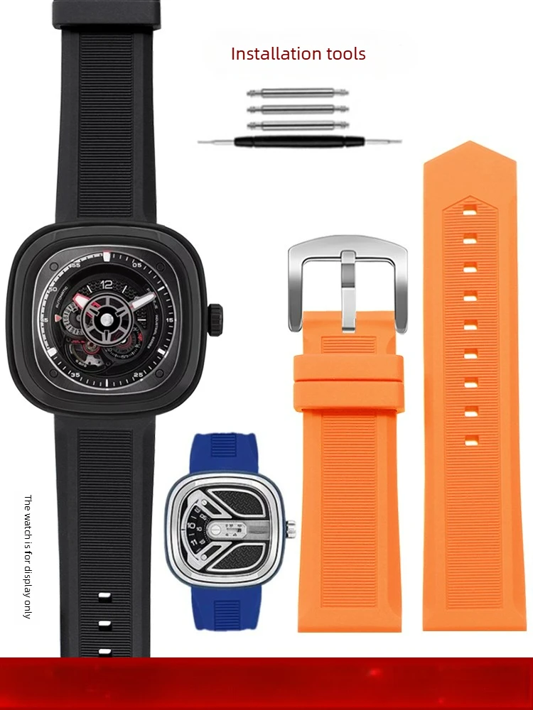 

For Seven Fridays Q1 M1 M2/02 P3 T1 T2 Black Sport Butterfly Buckle Silicone Rubber Watch Strap