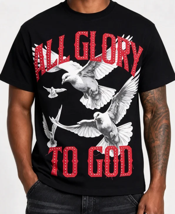 2026 new Best-Seller Trending Dove All Glory To God Graphic Oversized Short Sleeve Tee  Streetwear Enthusiasts Daily Wear Item