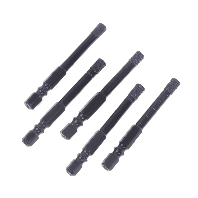 5Pcs 6mm Dry Diamond Drill Bits Set Vacuum Brazed Core Drill Bit Kit Quick Change Hex Shank For Porcelain Granite Tile Marble