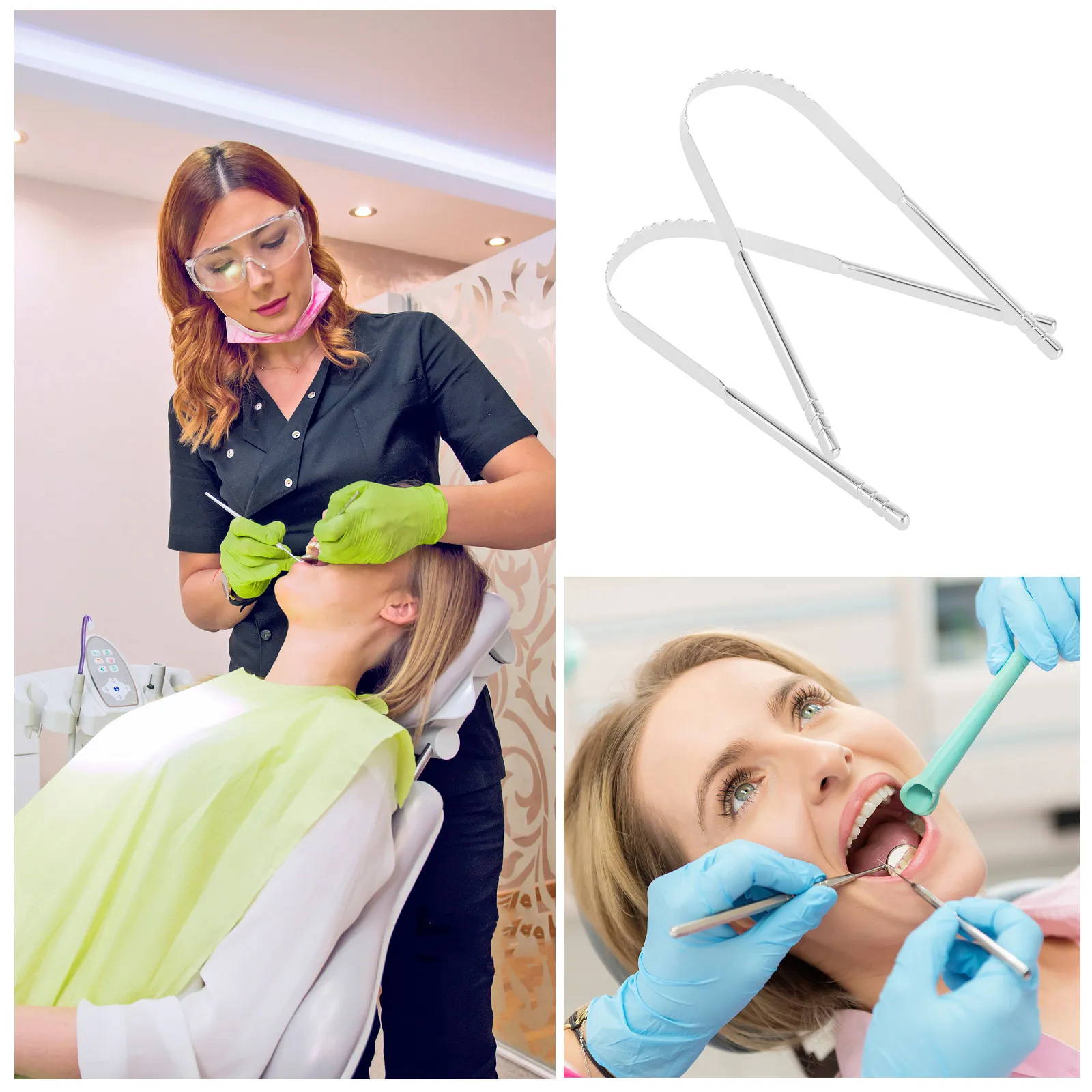 

Набор из 2 высококачественных металлических скребков для языка U-образной формы: эффективное средство для удаления налета с языка, инструмент для гигиены полости рта