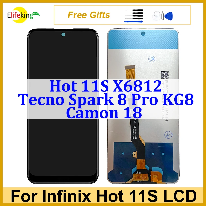 

6.78'' Original LCD For Infinix Hot 11s X6812 / Tecno Spark 8 Pro KG8 / Camon 18 Display Touch Screen Digitizer Assembly Replace