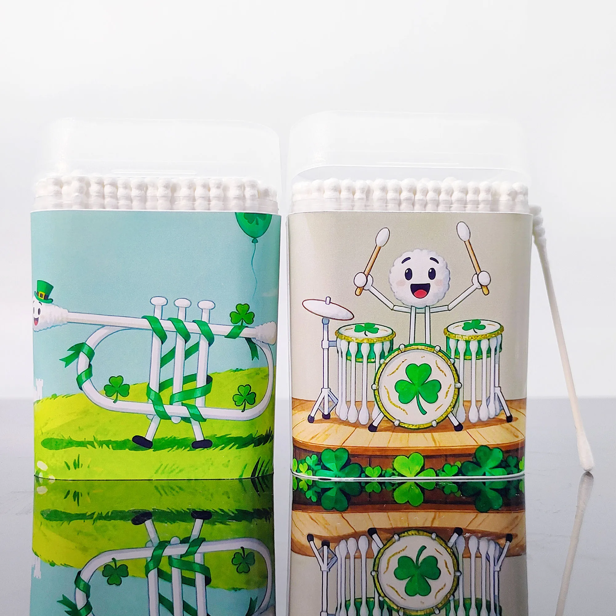 ไม้พันสำลีสองหัว 200 ชิ้น/400 ชิ้น สำหรับวันเซนต์แพทริก ไม้พันสำลีสำหรับงานสร้างสรรค์