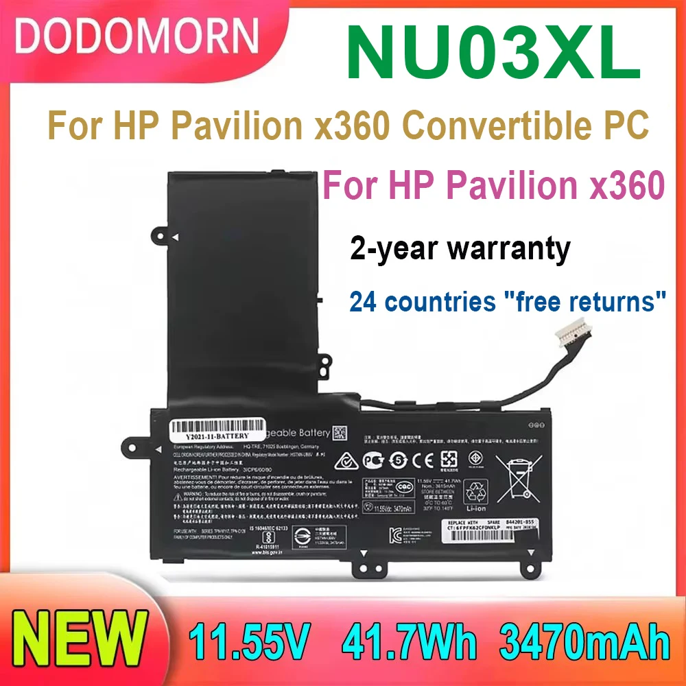 DODOMORN NU03XL Laptop Battery For HP Pavilion x360 Convertible PC Series 11-U014UR 11-U001TU 11-U011NS HSTNN-UB6V High Quality