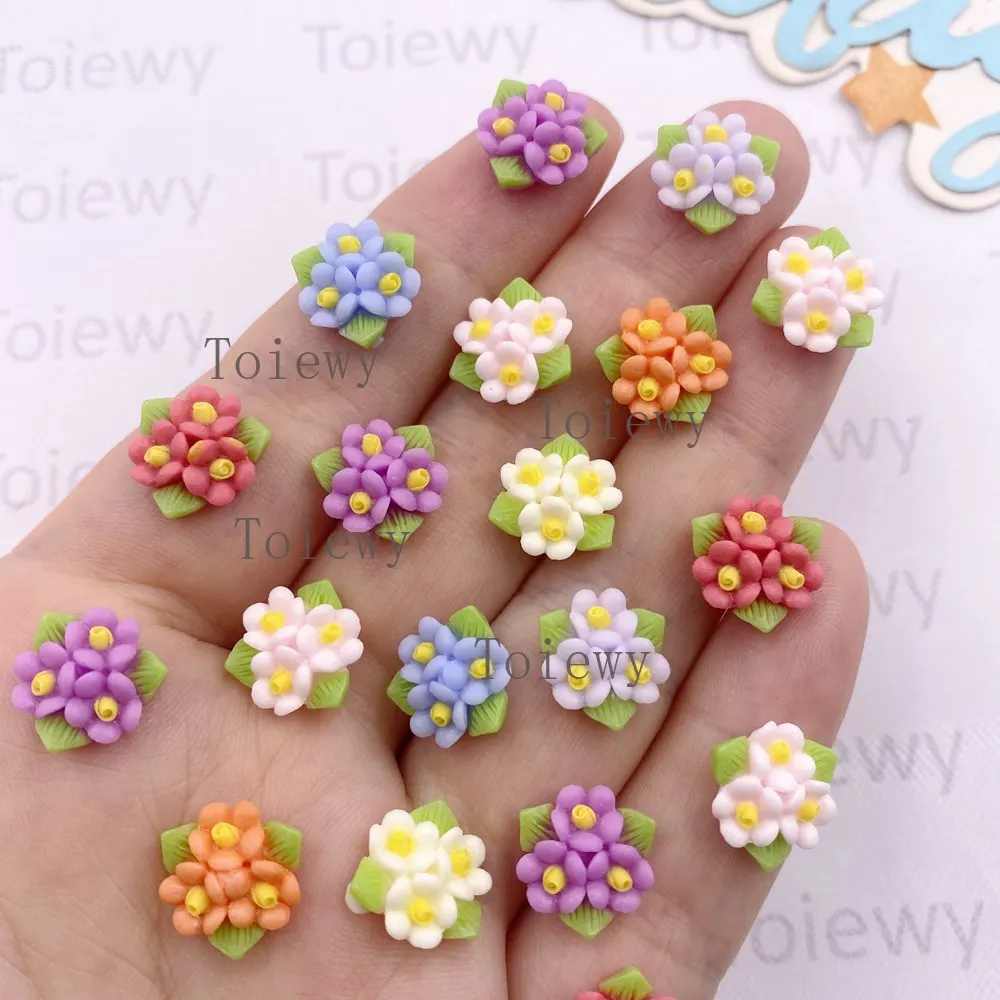 50pcs mélange résine Mini coloré trois feuilles Rose Flatback fleur Figurine Nail Art bricolage mariage Scrapbook bijoux artisanat accessoires