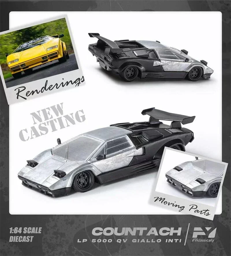 Finclassically 1:64 Countach LP 5000 GRIGIO ESTOQUE limited799 Diecast Model Car