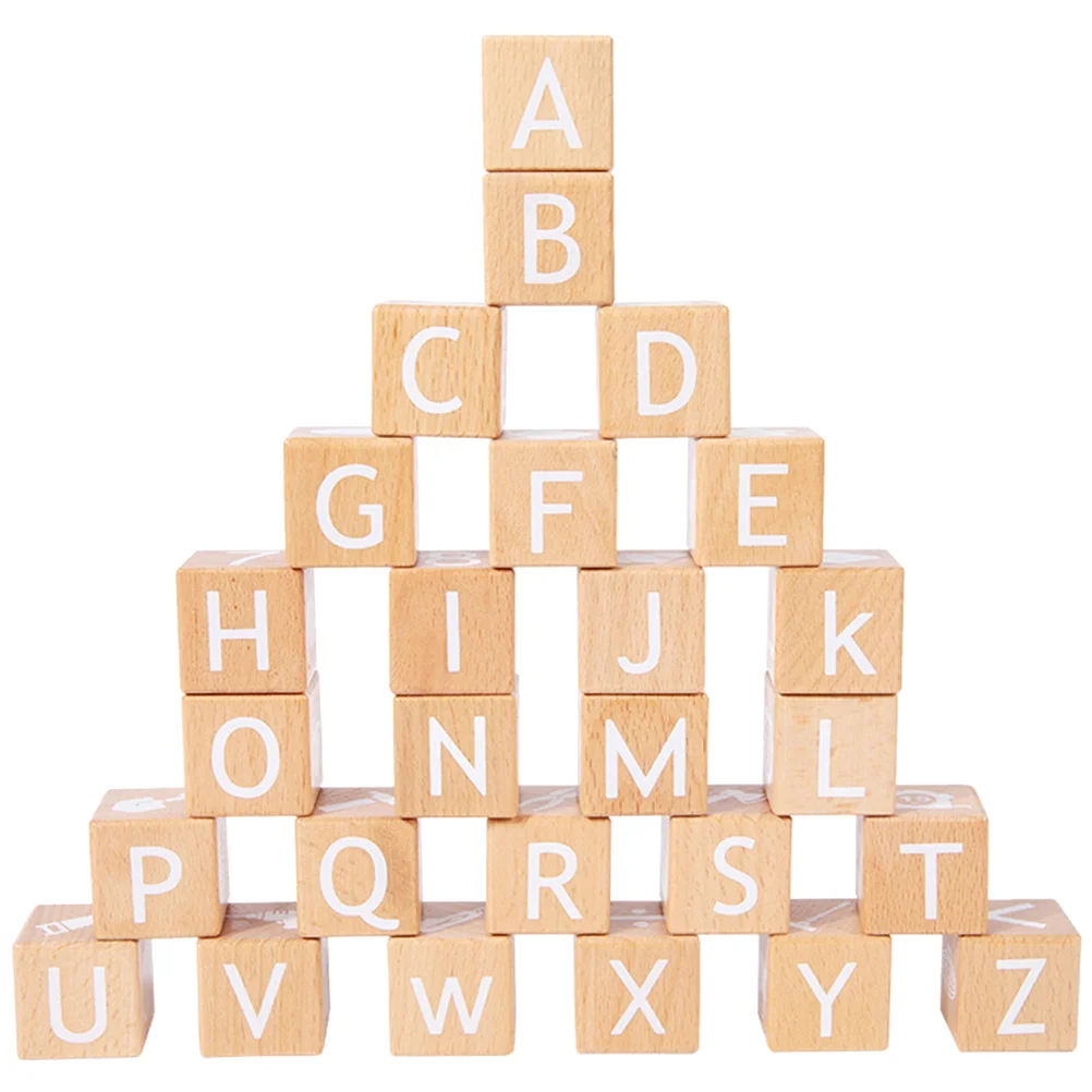 

26 Pcs Alphabet Blocks Household Plaything Wood Toys Building for Kids Learning Interesting Educational Letter Number