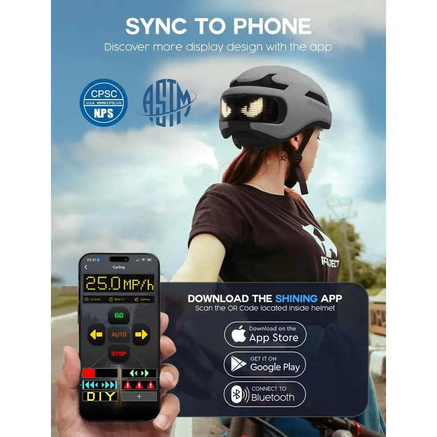 خوذة مع خوذة دراجة خفيفة مع شاشة LED DIY للسكوتر والدراجات وخوذة عرض LED لألواح التزلج مع أنماط قابلة للتخصيص #2
