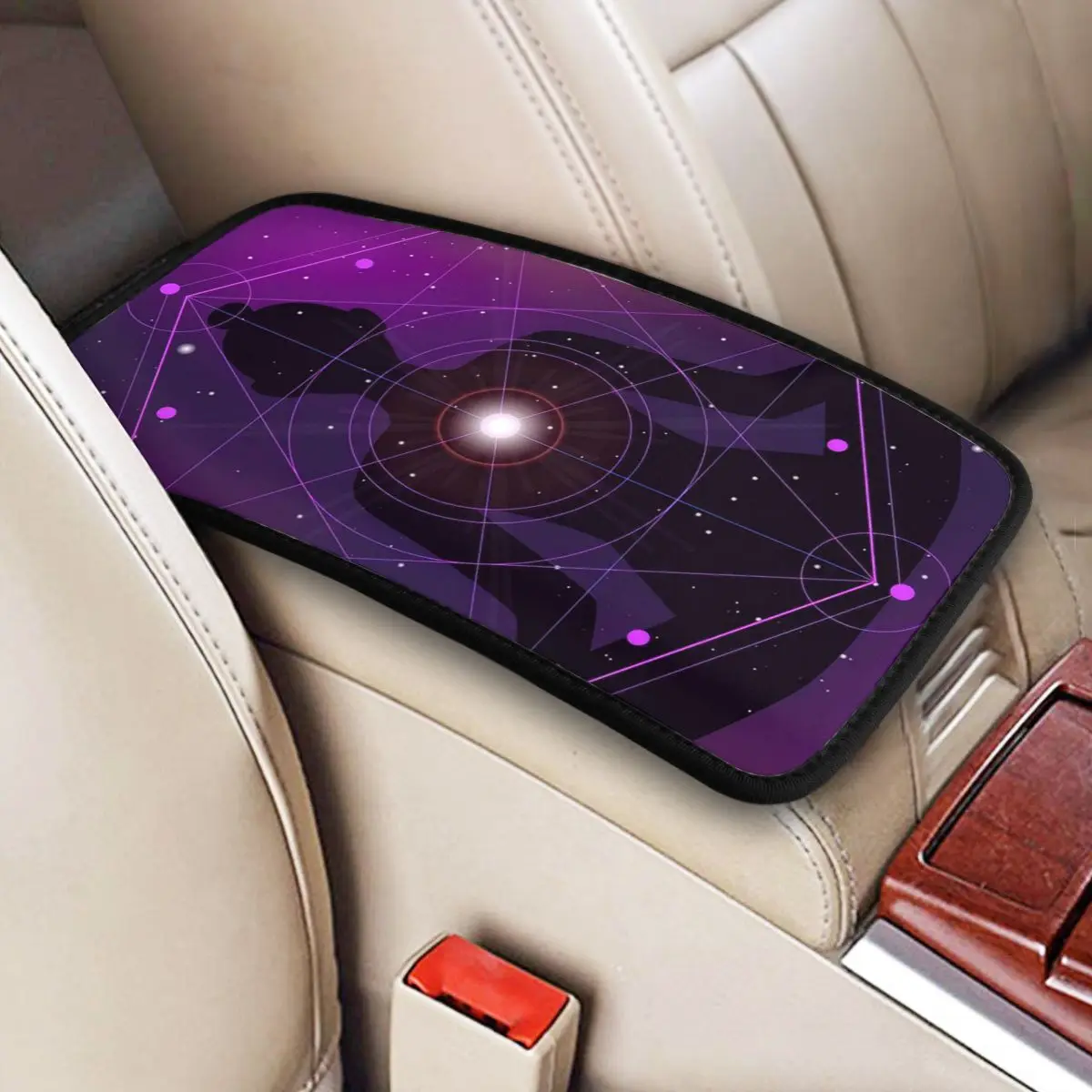 Sacred Geometry Zen Illustration Car Accessories Car Handrail Box Cushion Custom Print Non-slip Car Armrest Cover