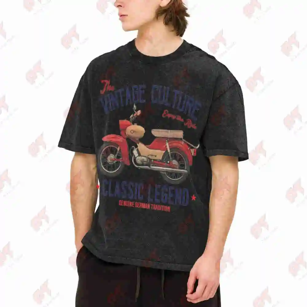 Simson Star Vintage Motorcycle 1950s60s Vintage Washed Tee Pure Cotton T-Shirt