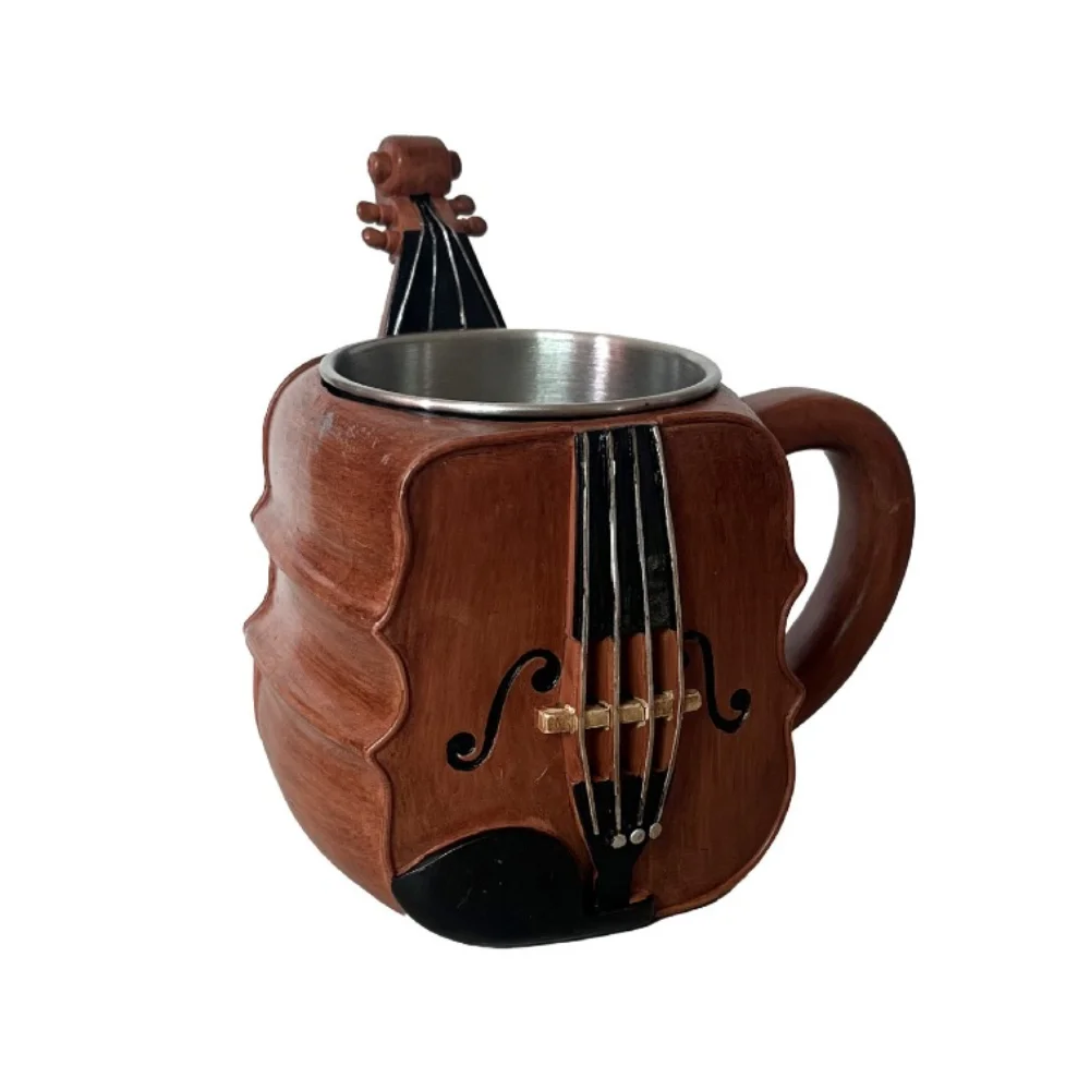 

Stainless Steel Musical Instrument Coffee Mug Handcrafted Ornament Guitar Style Water Cup Easy To Clean Heat-resistant