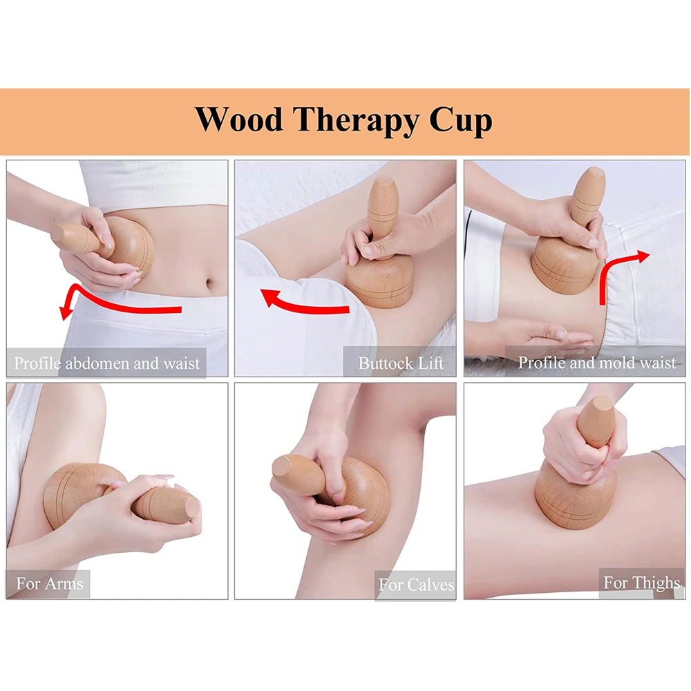 Handhleld Wood Swedish Cup Wooden Massager Wood Therapy Massage Tool Body Sculpting Tools for Lympahtic Drainage,Anti-Cellulite