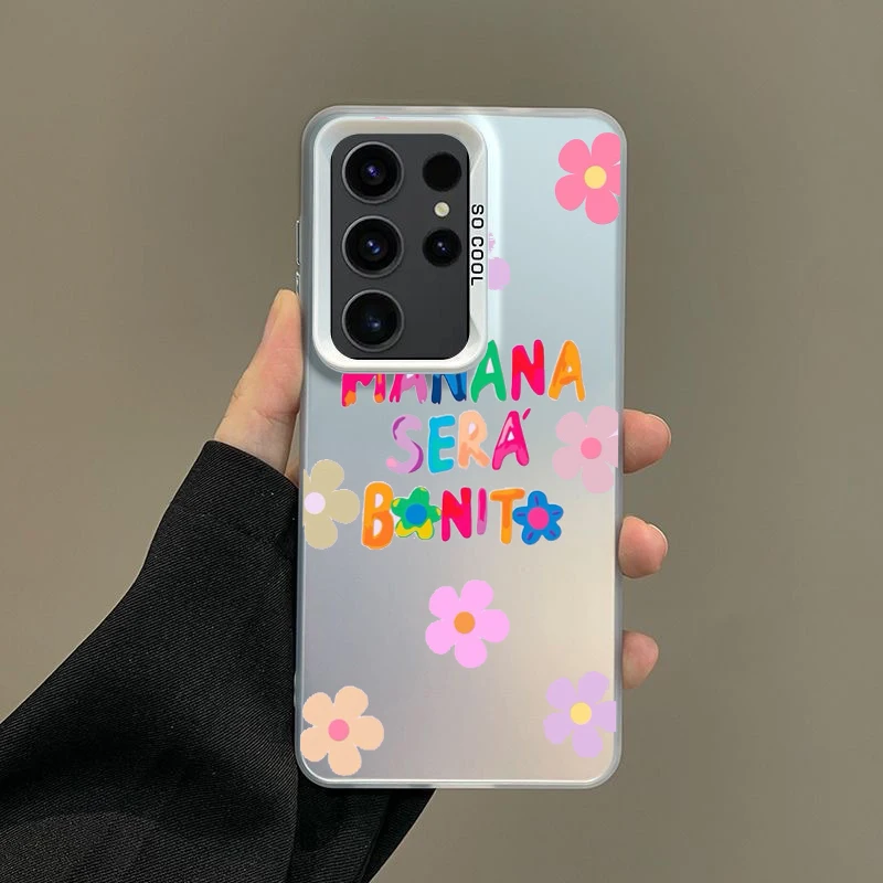 Phone Case For Samsung A56 A36 A26 A24 A16 A14 A12 A32 A50 A70 A22 A30 A34 A54 A52 5G A06 4G Silver IMD Cover Letter Print
