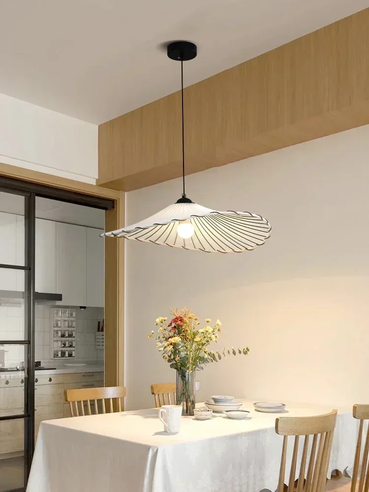Люстра для ресторана в японском стиле ретро Тихая индивидуальная креативная люстра в виде листьев лотоса из простой ткани для чайной комнаты лампы в и в