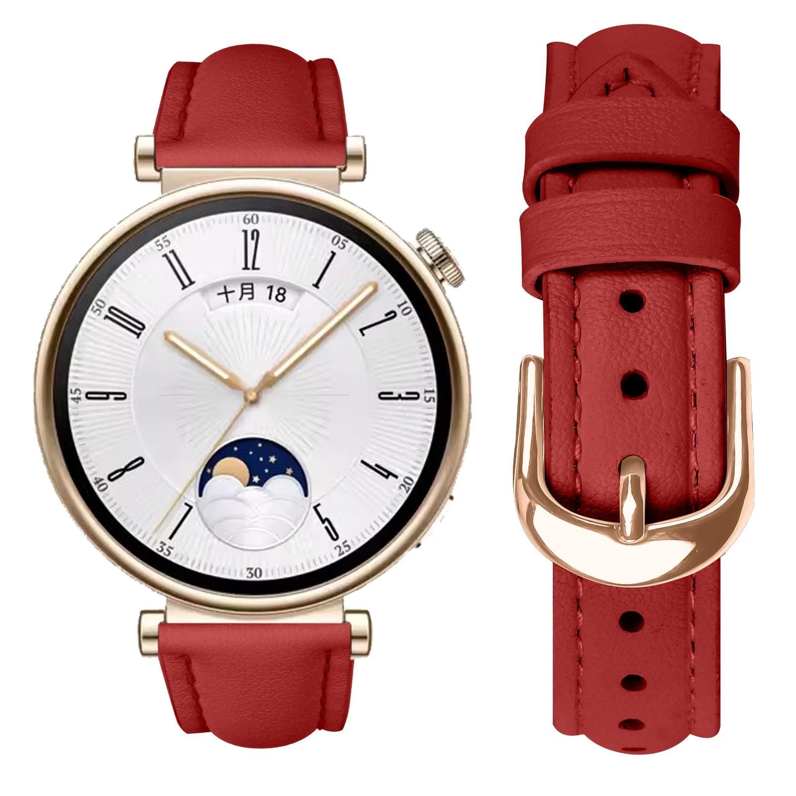 18mm Band for Huawei GT5 41mm GT5 Pro 42mm Leather Classic Buckle Men Women Replacement Wristband for Huawei GT5 41mm Strap