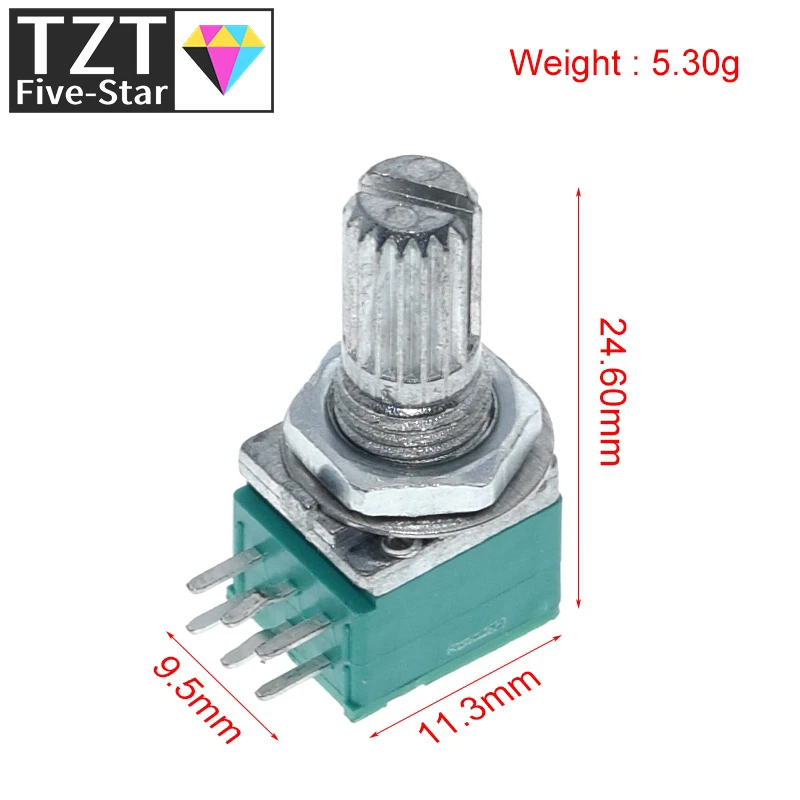 1/5/10pcs/lot RK097G 6Pin 5K 10K 20K 50K 100K B5K with a switch audio shaft 15mm amplifier sealing potentiometer