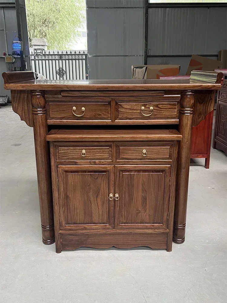Nuevo N Altar de madera maciza, santuario de Buda, nicho de Buda americano, gabinete de Buda, mesa quemadora de incienso, consaguar el dios de la riqueza