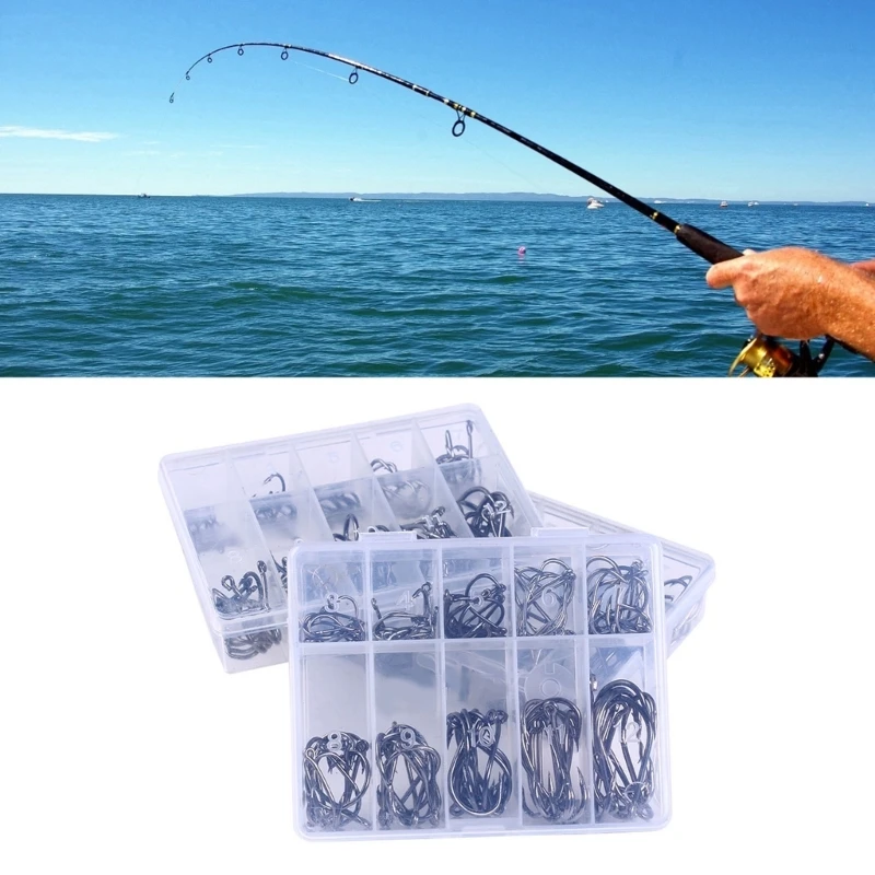 A9LD 100/500pcs Steel Barbed Fish Hooks Replacement Eyed Sea Fish Hooks Rustproof