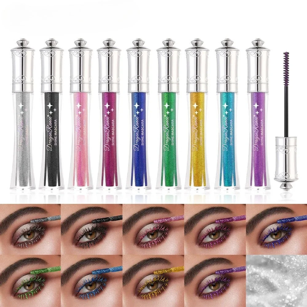 Purple Gold Diamond Mascara Shining Sequins Sweat Proof Glitter Eyelashes Quick Dry Lasting Curling Thick Mascara Shimmer Makeup