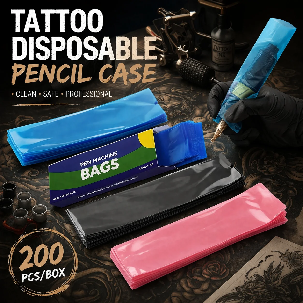 

Audersigt Disposable Tattoo Pen Bag Ink Cartridge Tattoo Pen Set PMU Consumables Clip Rope Set Tattoo Accessories