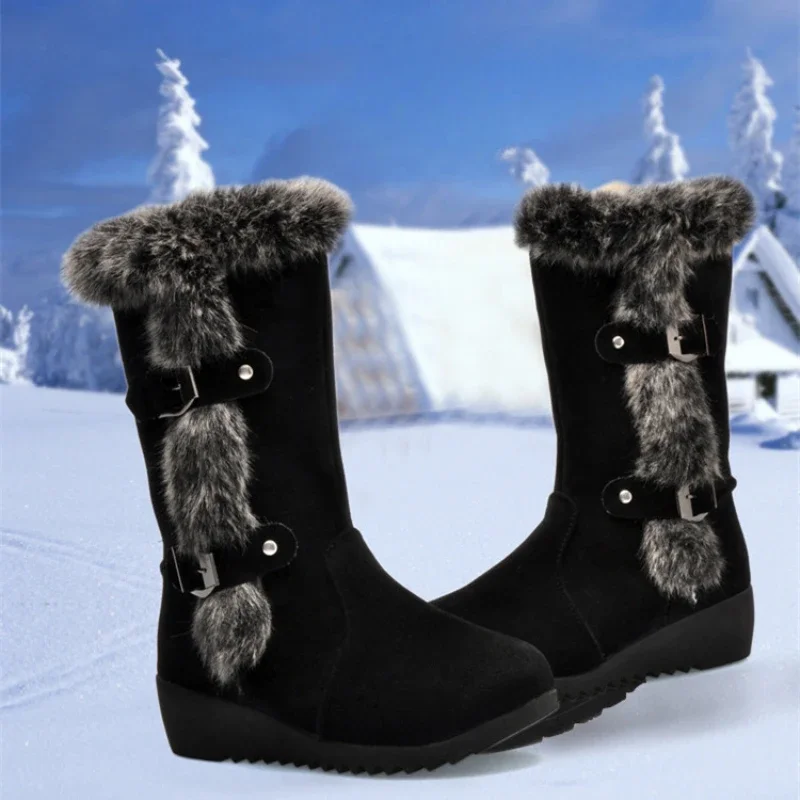 Women Snow Boots New Female Ankle boots for women Thick Plush non-slip Thigh High Boots Warm Fur Woman Winter Shoes botas mujer