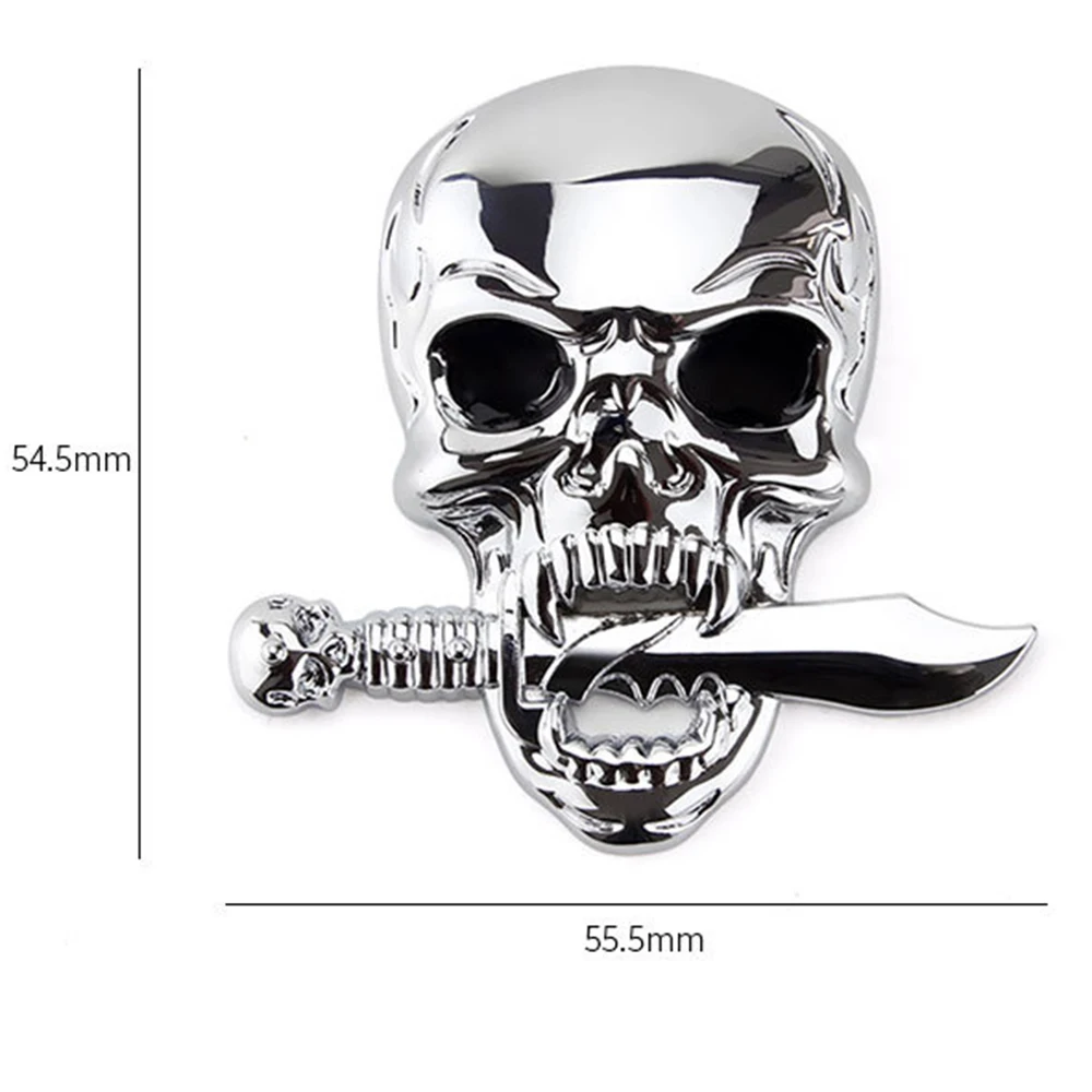 1pcs Skull Metal Sticker for Car, 3D Skull Decal,Skull Zinc Alloy Emblem, for Automobile, Motocycle - Image 2