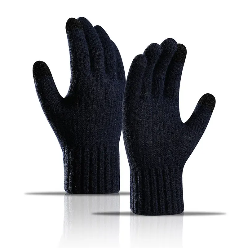 Guantes de punto para hombre y mujer, manoplas cálidas para pantalla táctil, de imitación, gruesas, de algodón, para estudiantes, 1 par