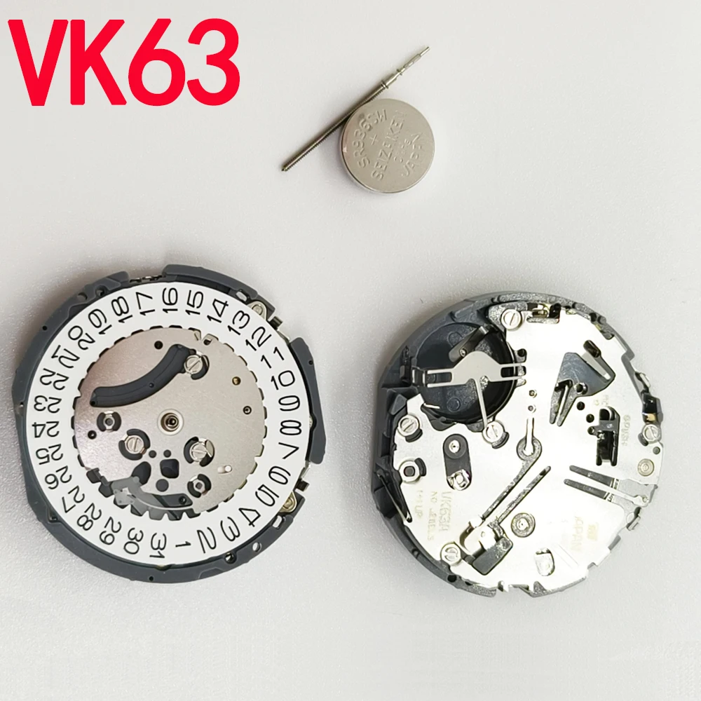 Japan Genuine VK63A Chronograph Quartz Movement with Battery Japan Original Mechanism VK63 VK61A VK67A Mod Replace Movement